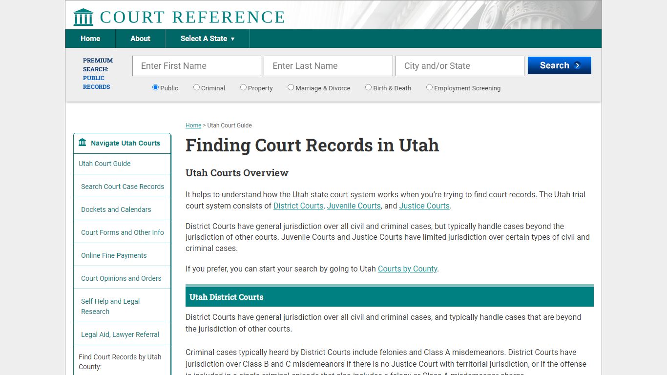 How to Find Utah Court Records | CourtReference.com